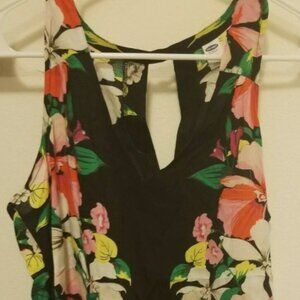 NWT Old Navy tropical floral printed cutout back sleeveless top, women's size M